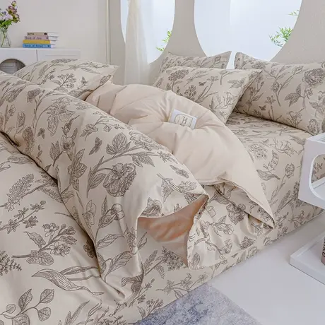 恒源祥小清新全棉四件套纯棉床单被套床上用品四季通用宿舍三件套商品大图