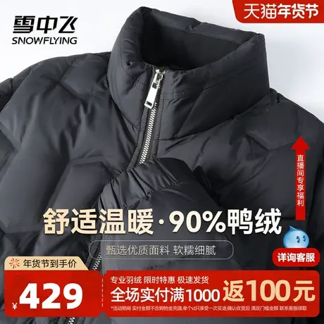 雪中飞【90%鸭绒】男士羽绒服冬保暖舒适高级感格子压印男式外套W商品大图