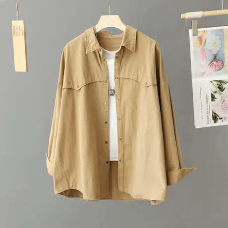 2023新款秋冬慵懒风宽松灯芯绒衬衫外套女休闲百搭上衣工装衬衣潮图片