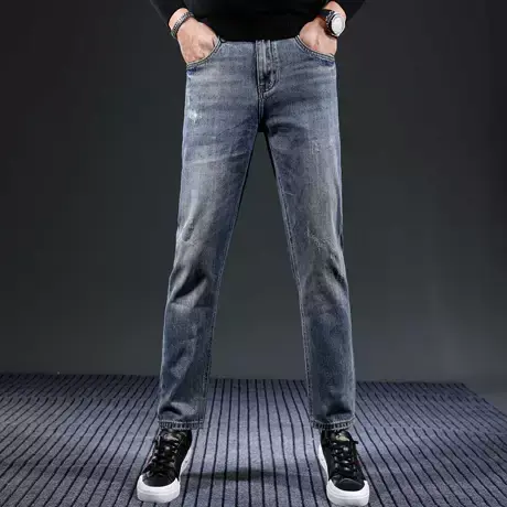 宽松牛仔裤男2023新款秋冬季潮牌男士高端百搭潮流休闲直筒裤子男商品大图