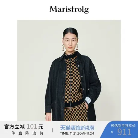 【衬衫式外套】玛丝菲尔冬季新款复古收腰衬衫式牛仔短外套商品大图