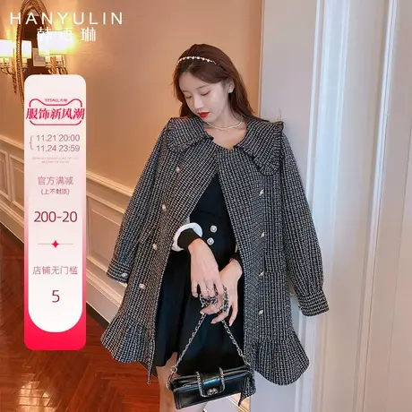 【清仓价】外套女秋冬年新款韩版黑色高腰修身连衣裙组合三件套图片