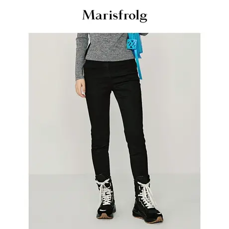 【商场同款】玛丝菲尔2023年冬季新款白鹅绒黑色踩脚式牛仔羽绒裤商品大图