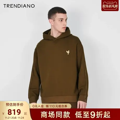 TRENDIANO官方金属飞鸟连帽廓形休闲百搭卫衣男潮2023新款冬季商品大图