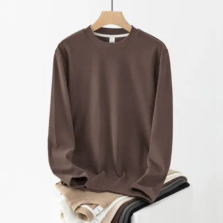 德绒打底衫长袖t恤男圆领上衣服潮流秋冬加绒保暖双面绒纯色体恤商品大图