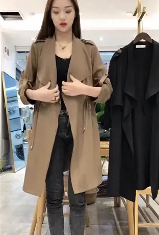 风衣外套女中长款2023年秋季新款时尚洋气休闲宽松小个子春秋大衣图片