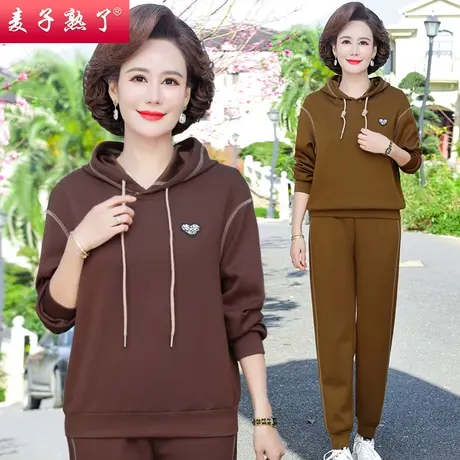 中年妈妈秋装运动服套装休闲卫衣新款中老年人女春秋洋气大码上衣商品大图