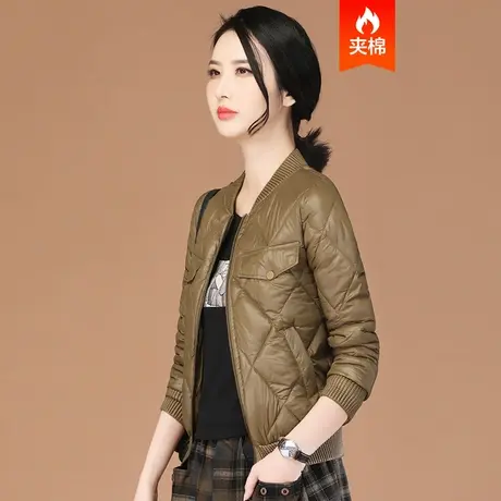 韩潮袭人立领工装棉衣棉服女2023冬装新款黑色棒球服棉袄短外套图片