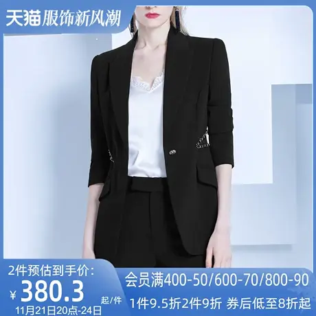 AUI欧洲站黑色职业小西装女2022春秋新款设计感小众轻熟修身西服图片