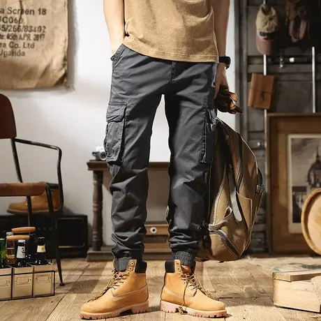 夏季薄款工装裤男潮牌束脚男士休闲裤男哈伦裤韩版潮流百搭长裤男商品大图