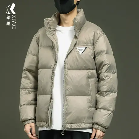 新款鸭绒防水棉衣男冬季加厚保暖立领面包服宽松大码男士羽绒外套商品大图