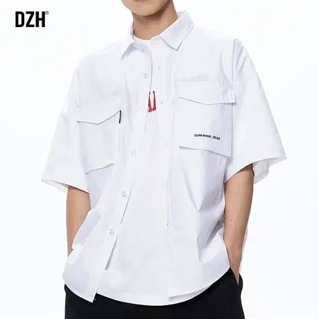 男士工装短袖衬衫男日系薄款夏季潮牌寸衫上衣纯棉衬衣外套半截袖商品大图