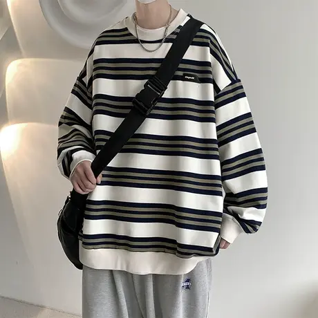 日系内搭卫衣男款秋季圆领潮牌男士长袖t恤打底衫春秋男生上衣服T商品大图