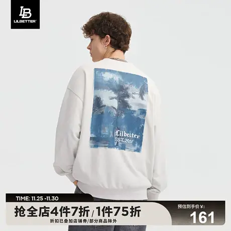 Lilbetter圆领卫衣男新款慵懒衣服街头潮流长袖上衣美式休闲外套商品大图