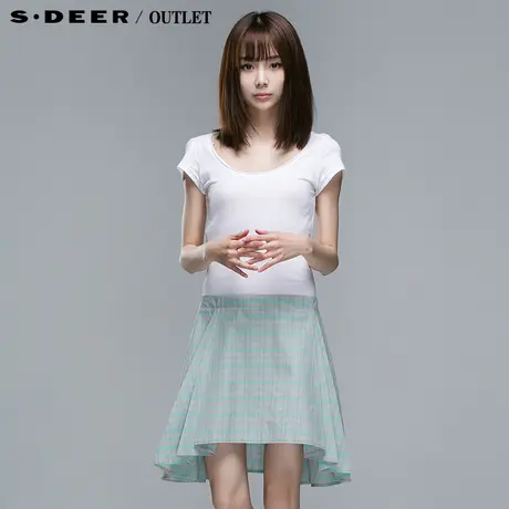 【新品】sdeer圣迪奥 专柜正品 女装夏款拼接长短摆连衣裙3281216图片