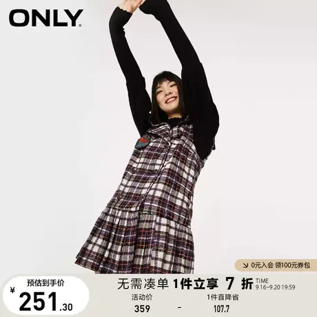 ONLY奥莱夏季两件套短款格子针织西装连衣裙女图片