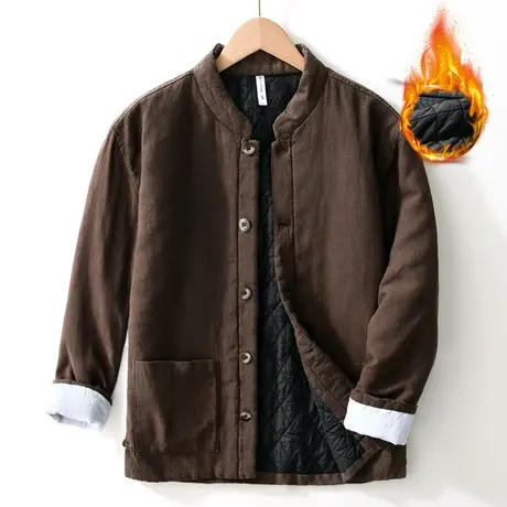 中国风棉衣男秋冬保暖加厚外套立领冬季新款棉服复古棉麻唐装棉袄图片