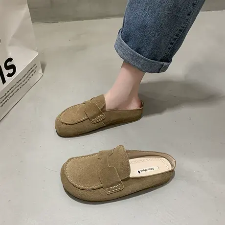 包头半拖鞋女外穿2023年秋冬新款懒人一脚蹬孕妇鞋轻便通勤勃肯鞋图片