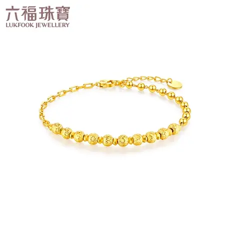 六福珠宝金珠黄金手链女5G光影金足金首饰可刻字计价F63TBGB0084图片