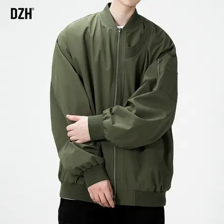 男士军绿色美式棒球服男款高级感外套2024年春季新款美式宽松夹克商品大图