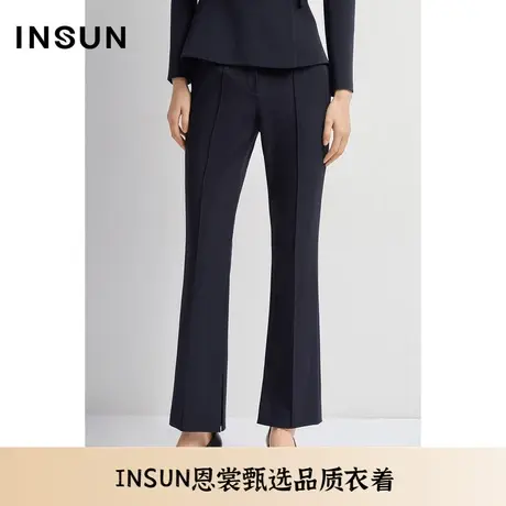 INSUN恩裳秋季立体感显瘦弹力微喇休闲裤商品大图