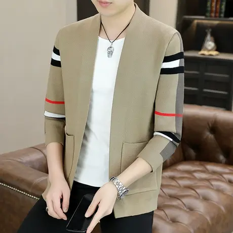 男士针织衫开衫韩版潮流2023秋季新款男装毛衣外穿毛线衣薄款外套商品大图