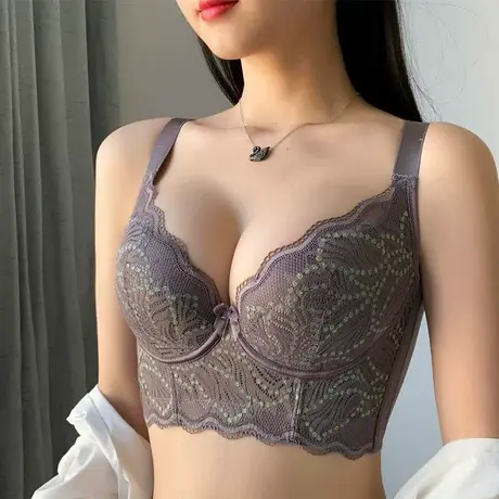 大胸内衣女聚拢收副乳防下垂调整型上托矫正胸有钢圈薄款文胸套装商品大图