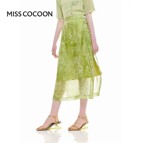 MISSCOCOON【雀翎夏梦】24春夏新款华丽桑蚕丝新中式半身裙图片
