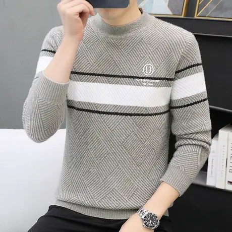 半高领毛衣男士秋冬韩版潮流时尚帅气休闲打底针织衫毛线衣服外套商品大图