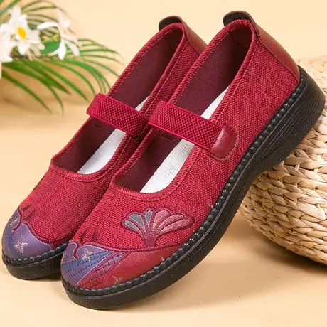 2024春季新款中老年人防滑鞋单鞋妈妈鞋奶奶鞋平底透气久穿不累脚图片