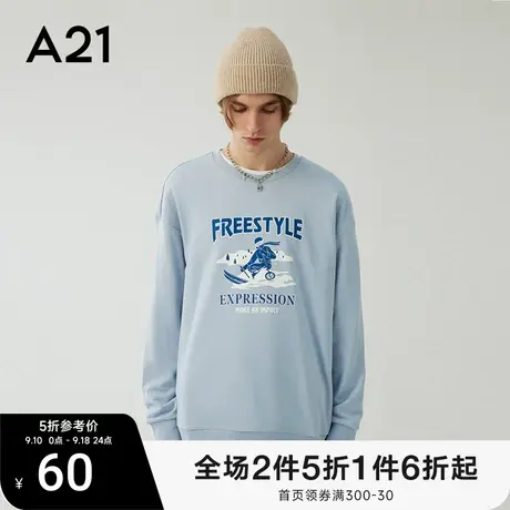 A21男装秋季长袖圆领卫衣男秋冬情侣装外套男士上衣宽松潮流百搭商品大图