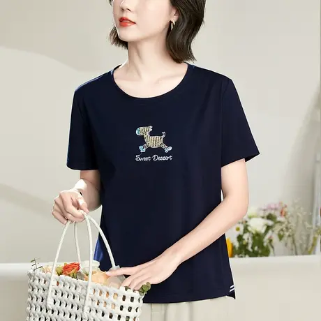 纯棉短袖t恤女士2023春夏季新款今年流行的时尚小衫洋气百搭体恤商品大图