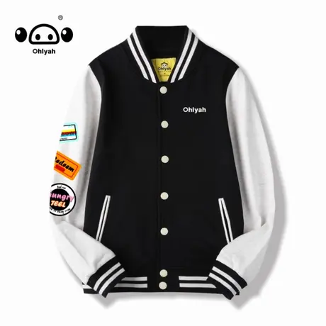 Ohlyah美式复古学院风棒球服女秋2023新款ins宽松短外套班服定制商品大图