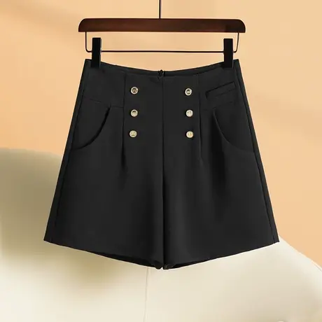 黑色高腰短裤阔腿裤女夏季2023新款韩版显瘦休闲西装裤百搭热裤潮商品大图