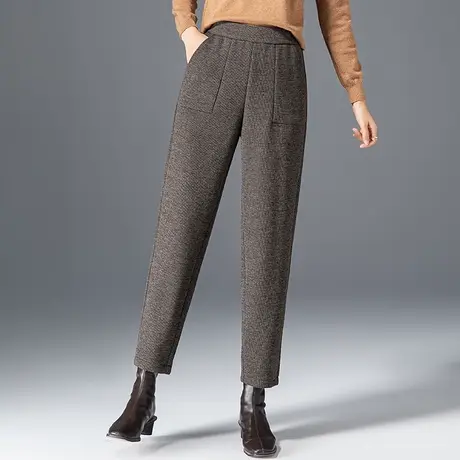 加厚毛呢裤女秋冬2023新款休闲女裤妈妈裤子九分萝卜裤冬季哈伦裤商品大图