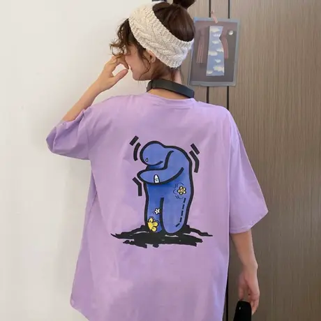 欧美短袖t恤女2021春夏宽松韩版纯棉设计感小众辣妹风上衣服ins潮商品大图