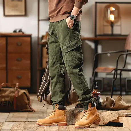 潮流百搭长裤男装男士春秋冬休闲裤多袋大码美式厚款宽松工装裤商品大图