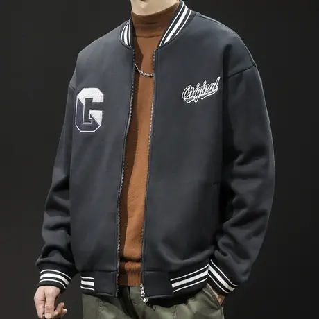 棒球服男外套秋冬ins美式复古男士休闲夹克大码秋季潮牌男装上衣商品大图