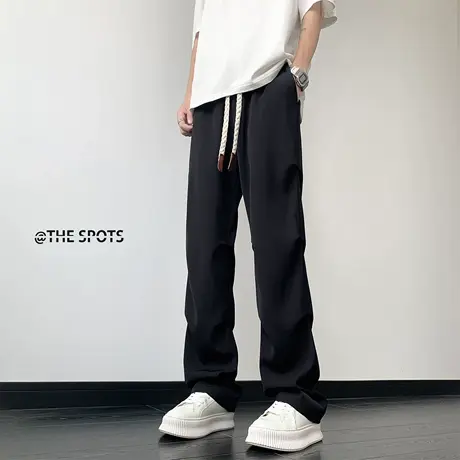 冰丝伞兵裤男夏季美式潮牌褶皱堆积垂感工装直筒裤防晒休闲长裤子商品大图