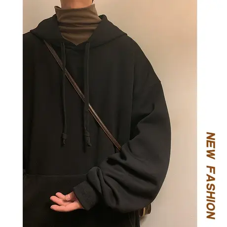纯色连帽重磅卫衣男款春秋季潮牌宽松上衣服美式高街外套商品大图