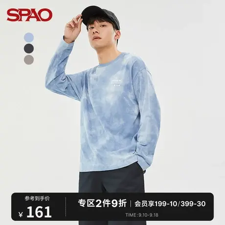 SPAO男士T恤秋冬季新款休闲百搭扎染印花圆领长袖T恤SPLWC23H12商品大图