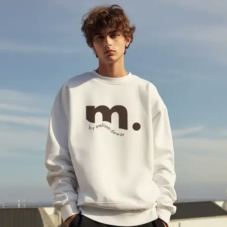 春季欧美国潮oversize简约字母卫衣男潮圆领高街潮牌大码加绒初秋图片