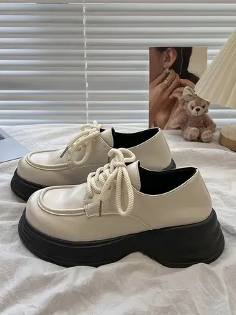 英伦风复古小皮鞋女2023年春秋新款粗跟玛丽珍鞋百搭厚底乐福单鞋商品大图