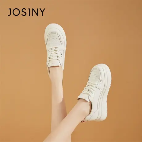 Josiny/卓诗尼内增高小白鞋女2024新款春季百搭鞋子厚底休闲板鞋商品大图