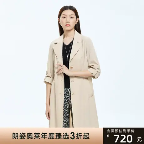 朗姿夏季单排扣通勤风简约气质显瘦女式风衣外套新款风衣图片
