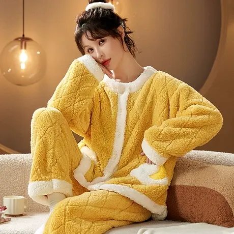 南极人睡衣女士珊瑚绒加厚加绒法兰绒秋冬季家居服套装2023年新款图片