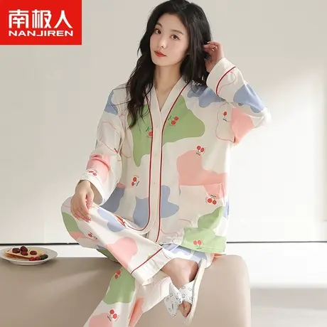 南极人睡衣女士2023年新款春秋长袖家居服可爱休闲薄款套装可外穿图片
