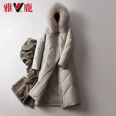 雅鹿大狐狸毛领羽绒服女中长款2022冬季新款连帽高档时尚休闲外套商品大图