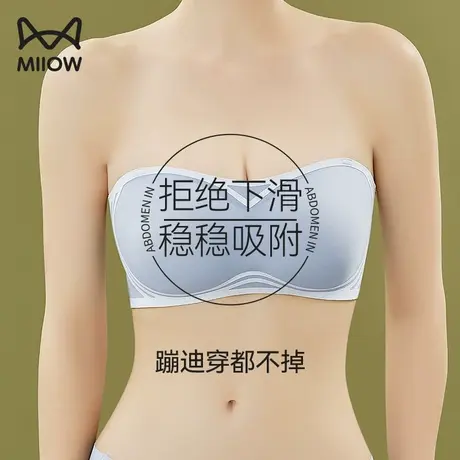 猫人无肩带内衣女抹胸防走光夏薄款防滑小胸聚拢无痕隐形美背文胸图片