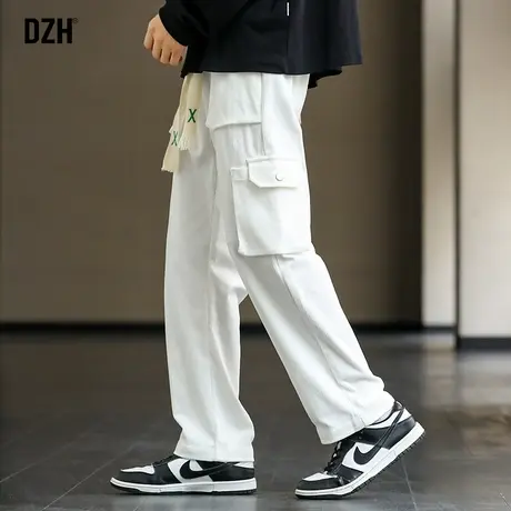 男士白色工装裤潮牌男直筒宽松灯芯绒裤子男款冬季休闲长裤白裤子商品大图